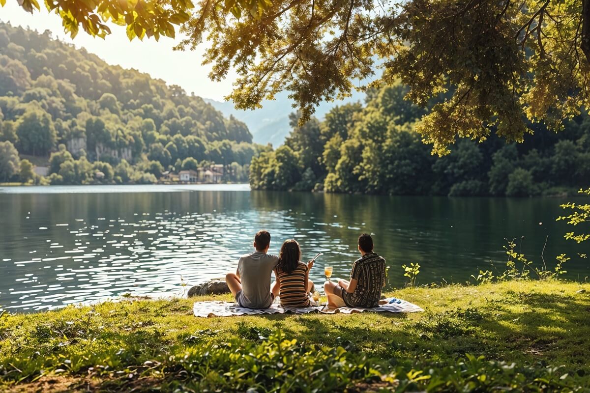 Рыбалка у лесного водоёма